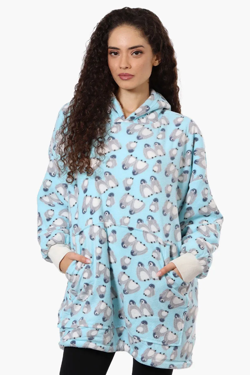 Cuddly Canuckies Penguin Pattern Oversized Pajama Hoodie - Blue sold by Fairweather