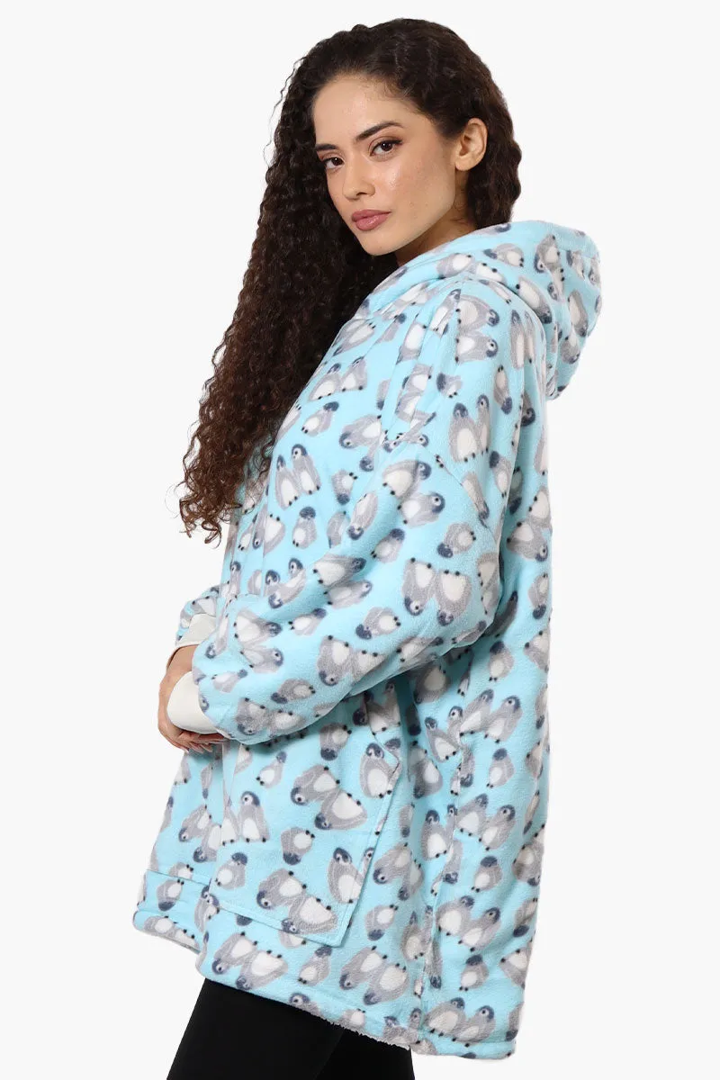 Cuddly Canuckies Penguin Pattern Oversized Pajama Hoodie - Blue sold by Fairweather product image thumbnail 2