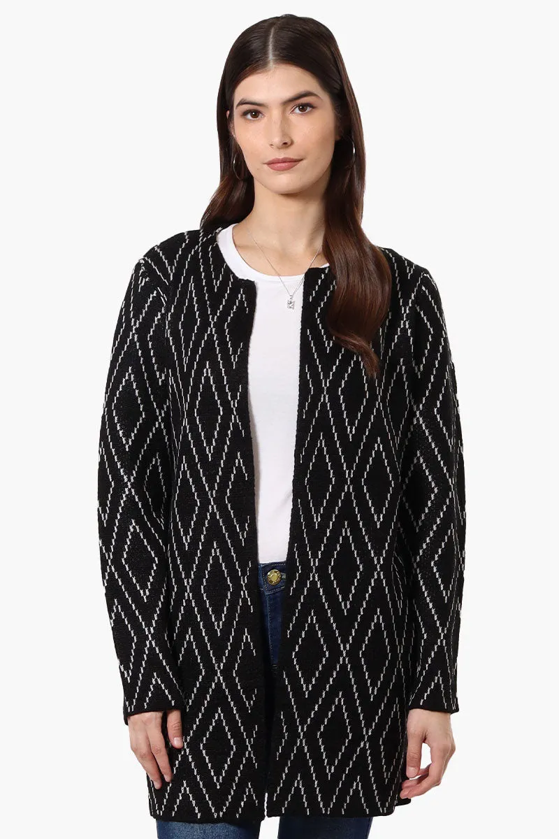 Beechers Brook Open Diamond Pattern Cardigan - Black sold by Fairweather