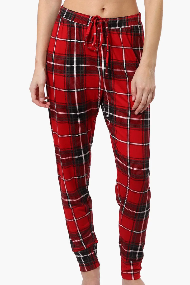 Cuddly Canuckies Plaid Jogger Pajama Pants - Red sold by Fairweather