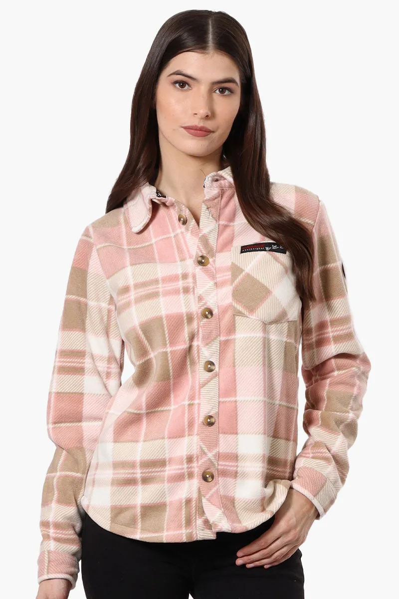 Canada Weather Gear Fleece Plaid Button Up Shirt - Pink sold by Fairweather