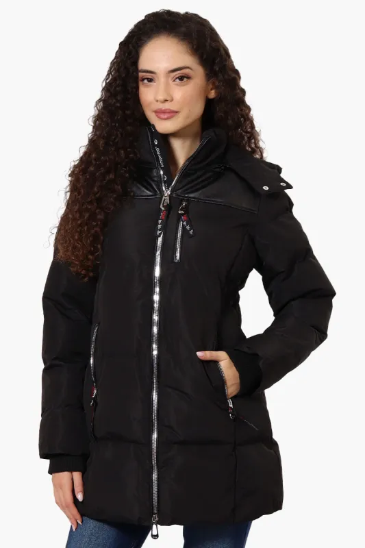 Canada Weather Gear 3/4 Length Vegan Leather Parka Jacket - Black sold by Fairweather