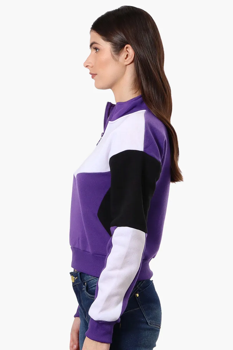 New Look Colour Block 1/4 Zip Sweatshirt - Purple sold by Fairweather product image thumbnail 2