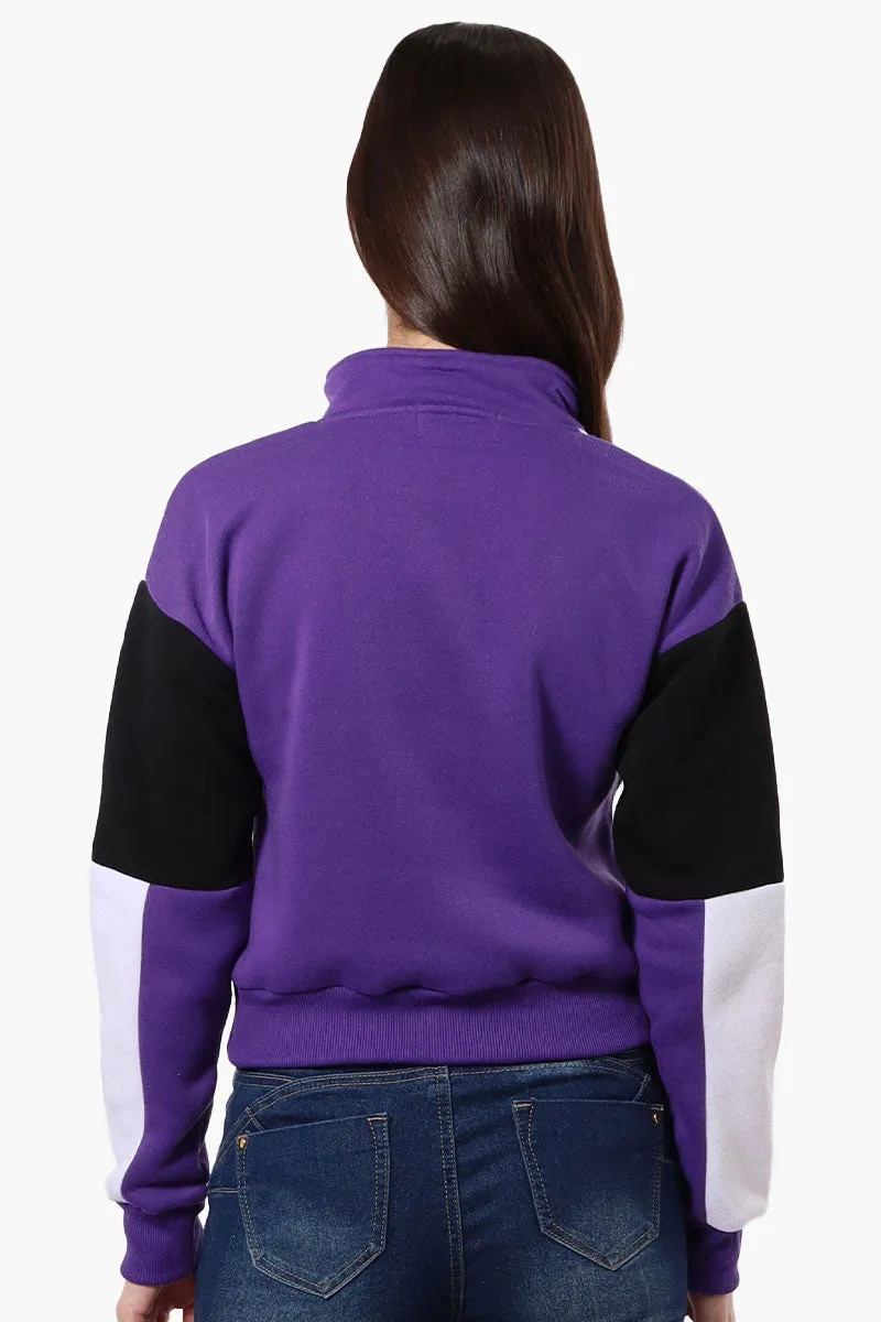 New Look Colour Block 1/4 Zip Sweatshirt - Purple sold by Fairweather product image thumbnail 3