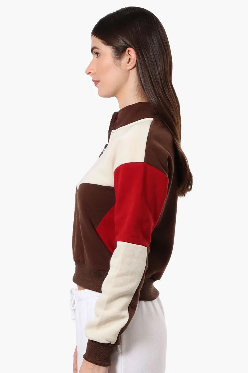 New Look Colour Block 1/4 Zip Sweatshirt - Brown sold by Fairweather product image thumbnail 2
