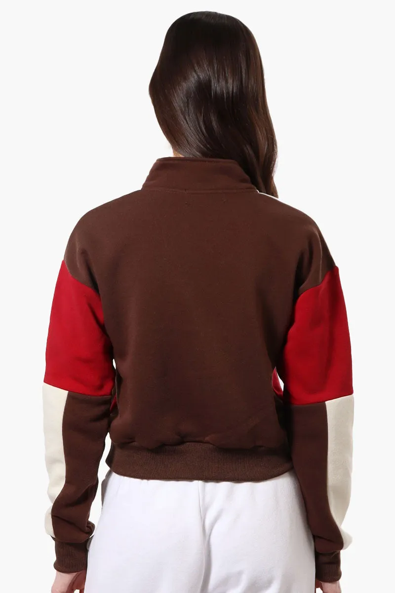 New Look Colour Block 1/4 Zip Sweatshirt - Brown sold by Fairweather product image thumbnail 3