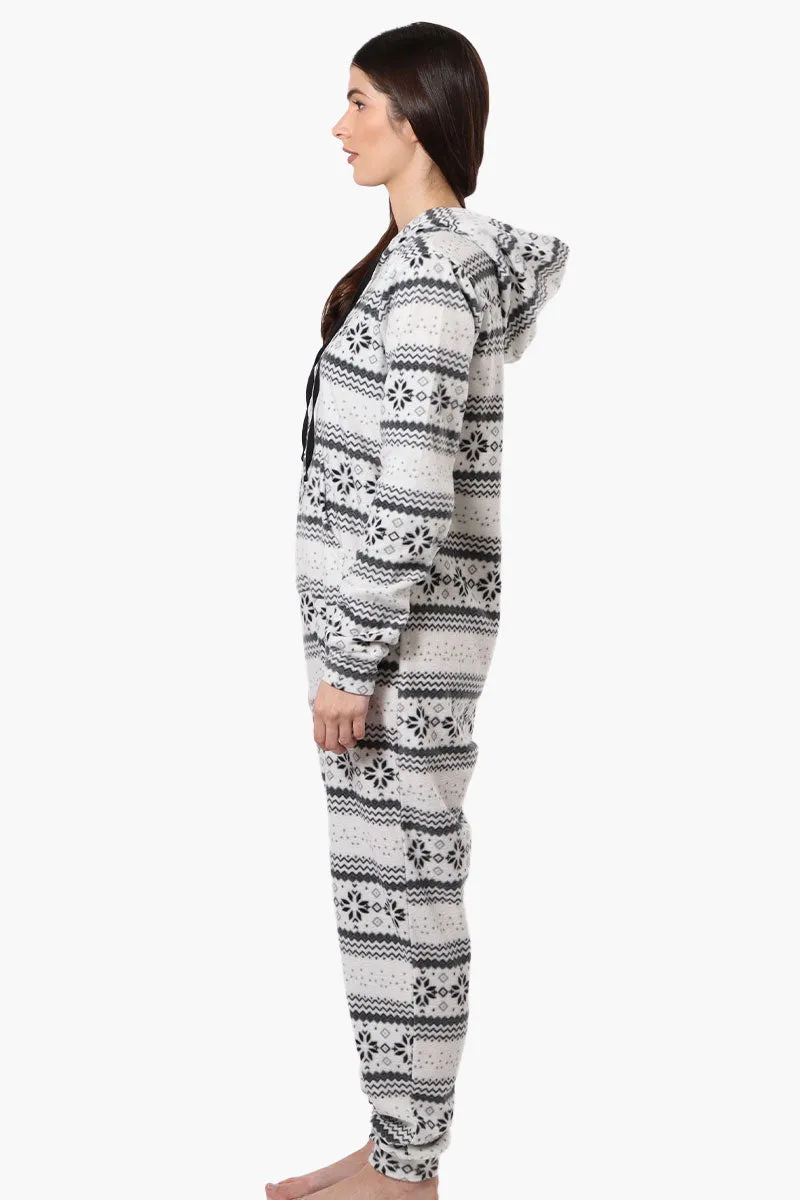 Cuddly Canuckies Hooded Festive Pattern Onesie - White sold by Fairweather product image thumbnail 2
