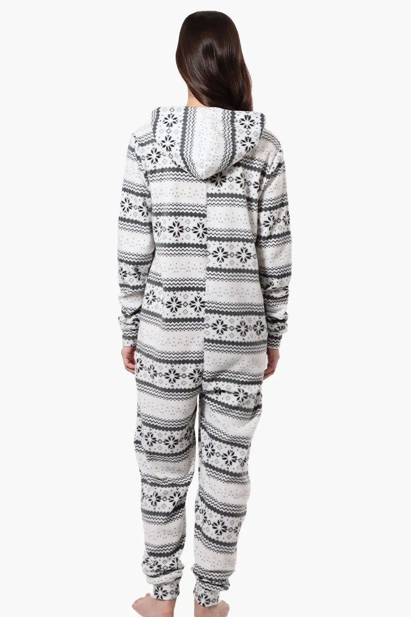 Cuddly Canuckies Hooded Festive Pattern Onesie - White sold by Fairweather product image thumbnail 3