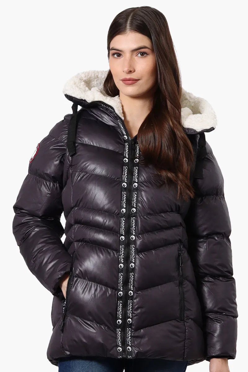 Canada Weather Gear Grid Pattern Zip Off Sleeve Bomber Jacket - Black sold by Fairweather