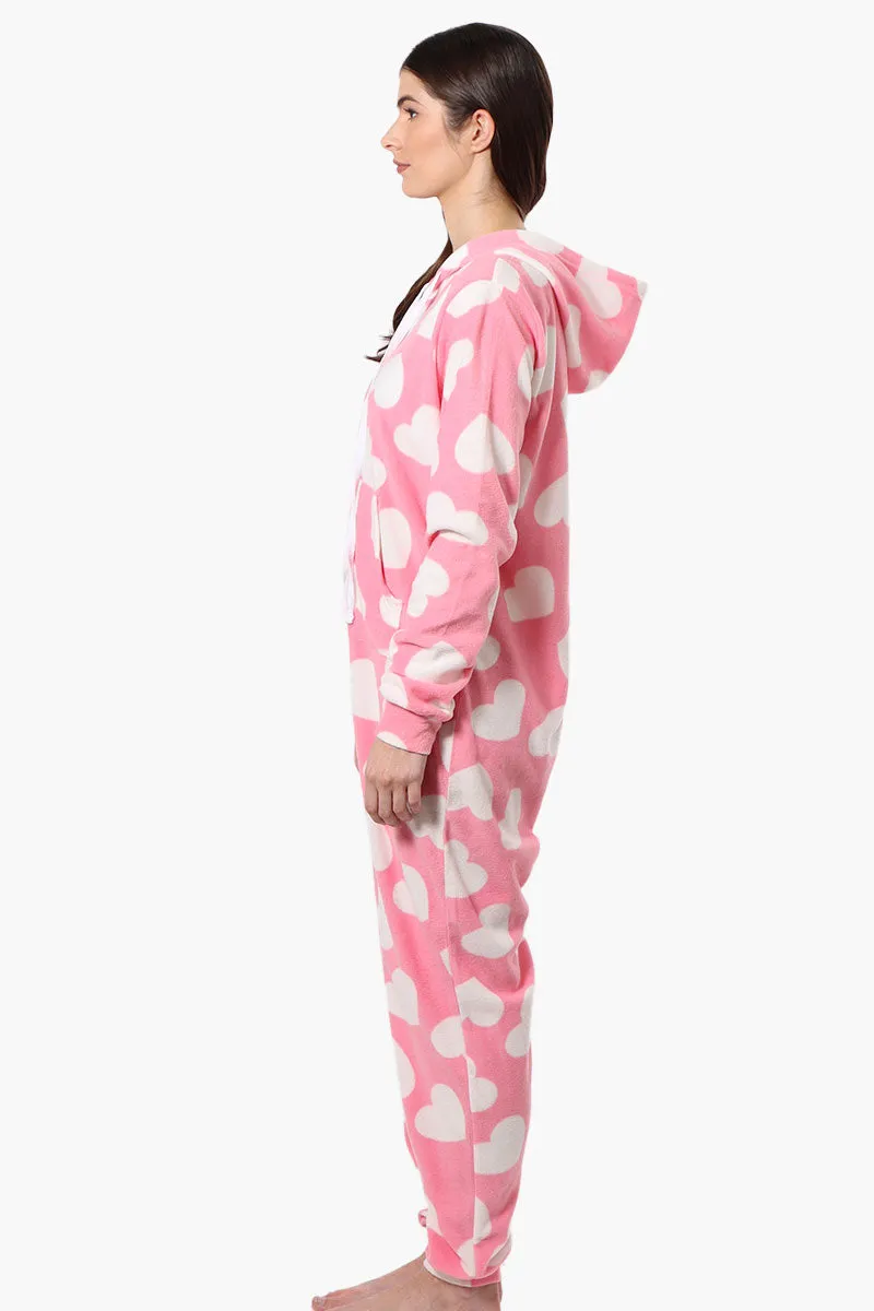 Cuddly Canuckies Hooded Heart Pattern Onesie - Pink sold by Fairweather product image thumbnail 2