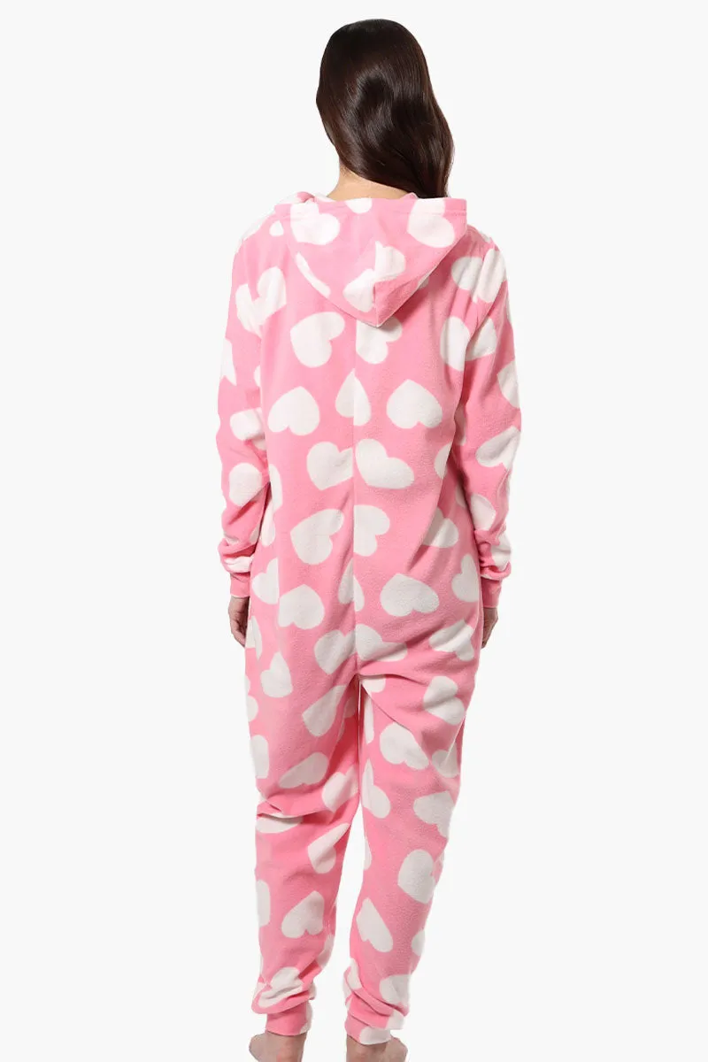 Cuddly Canuckies Hooded Heart Pattern Onesie - Pink sold by Fairweather product image thumbnail 3