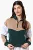New Look Colour Block 1/4 Zip Sweatshirt - Green sold by Fairweather
