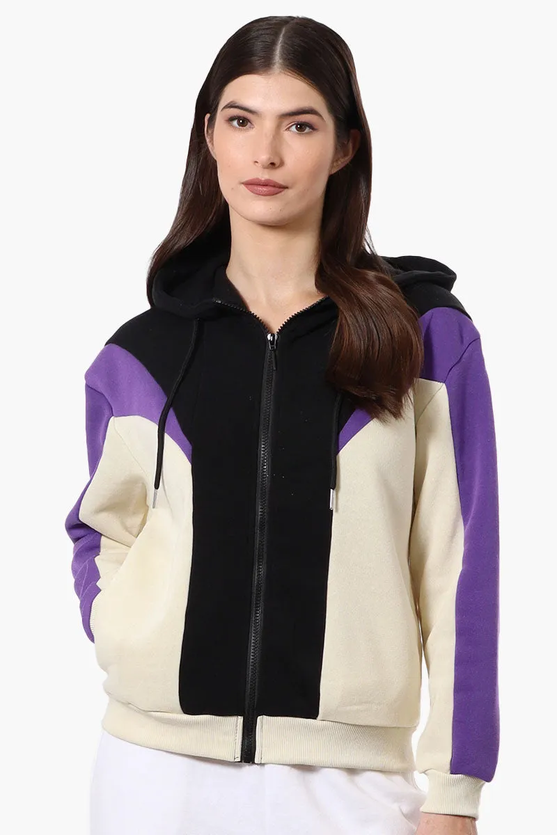 New Look Fleece Colour Block Hoodie - Black sold by Fairweather