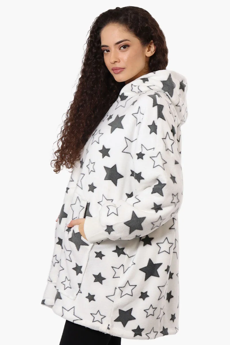 Cuddly Canuckies Star Pattern Oversized Pajama Hoodie - White sold by Fairweather product image thumbnail 2