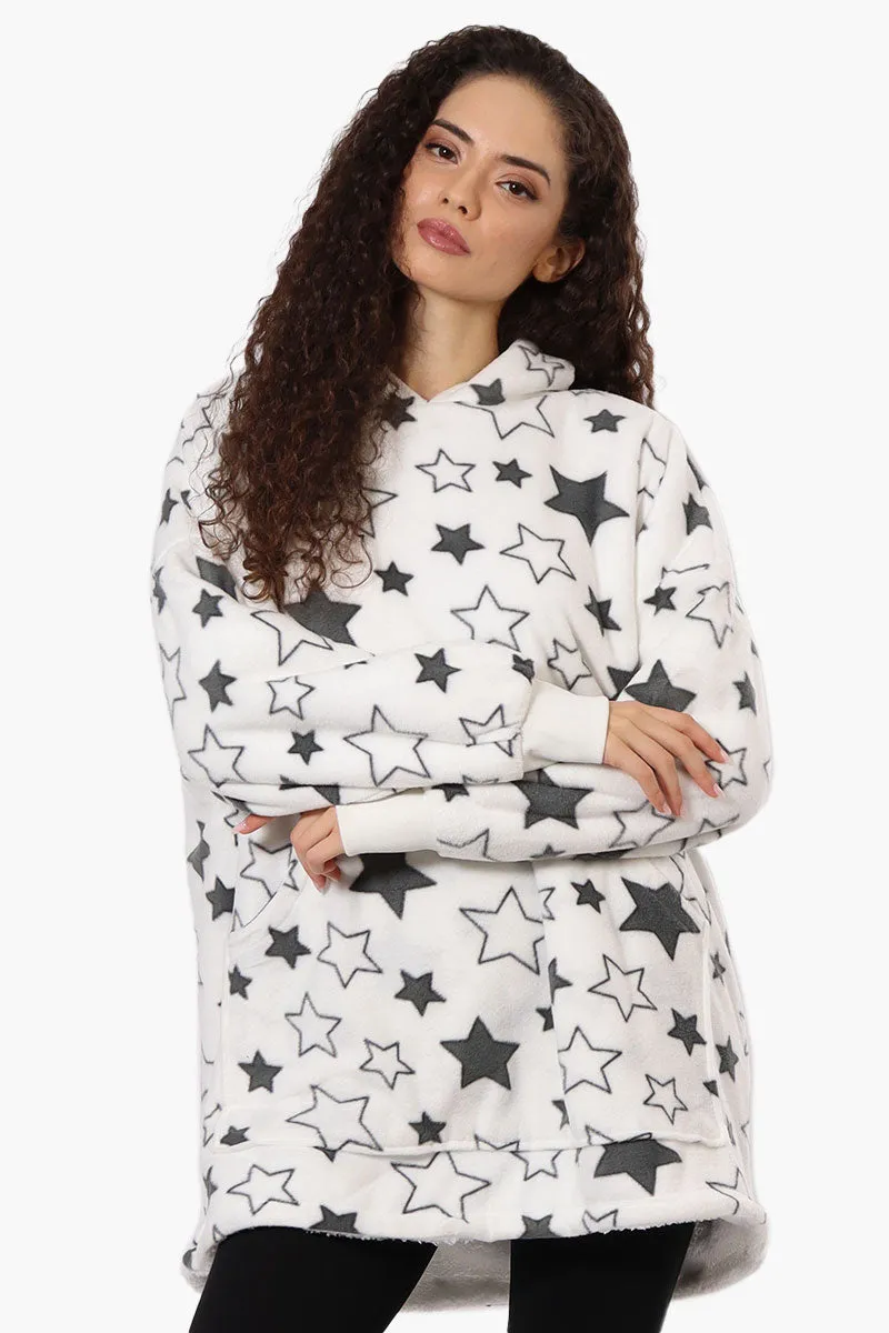 Cuddly Canuckies Star Pattern Oversized Pajama Hoodie - White sold by Fairweather