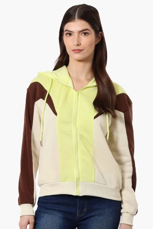 New Look Fleece Colour Block Hoodie - Yellow sold by Fairweather