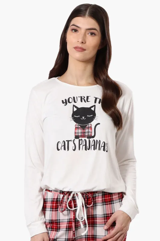 Cuddly Canuckies You're The Cat's Pajamas Print Pajama Top - White sold by Fairweather