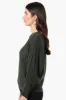 International INC Company Button Shoulder Pullover Sweater - Olive sold by Fairweather