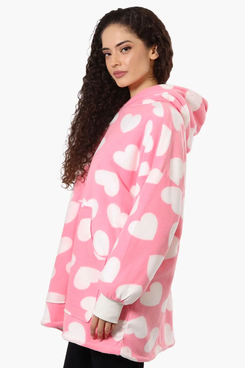Cuddly Canuckies Heart Pattern Oversized Pajama Hoodie - Pink sold by Fairweather product image thumbnail 2