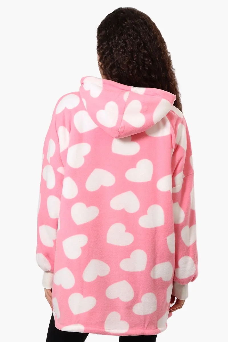 Cuddly Canuckies Heart Pattern Oversized Pajama Hoodie - Pink sold by Fairweather product image thumbnail 3