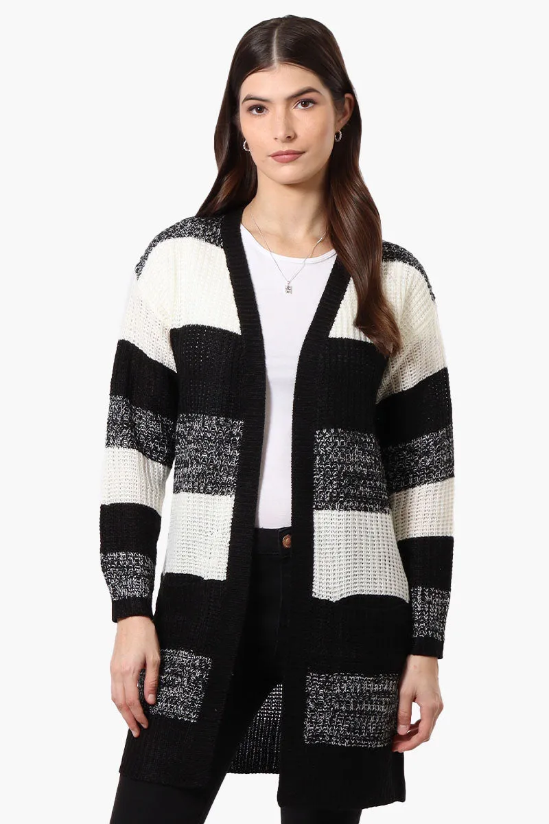 Majora Striped Open Wrap Cardigan - Black sold by Fairweather