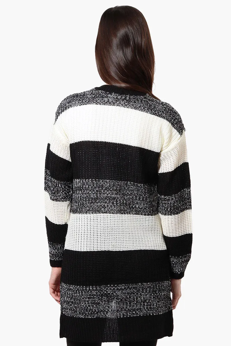 Majora Striped Open Wrap Cardigan - Black sold by Fairweather product image thumbnail 3