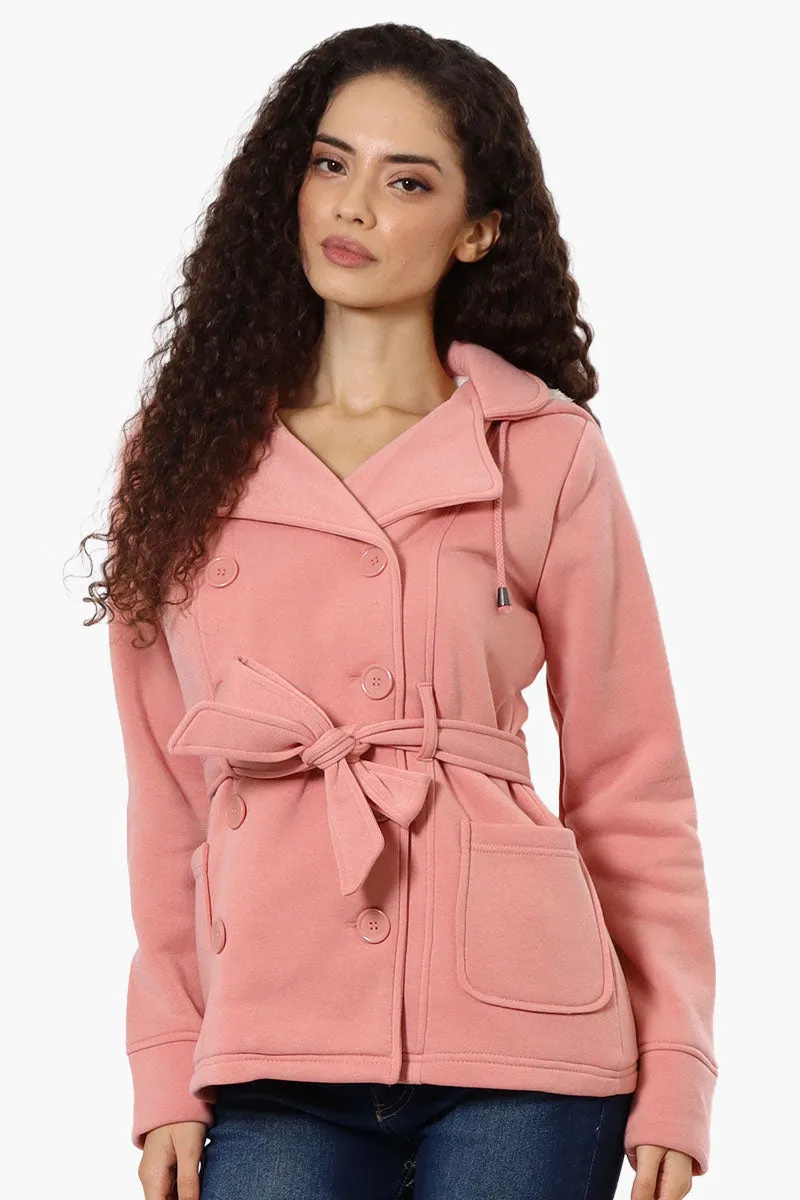 Fahrenheit Sherpa Lined Double Breasted Lightweight Jacket - Pink sold by Fairweather