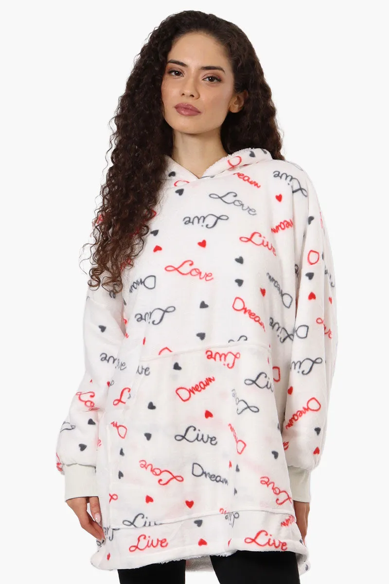 Cuddly Canuckies Love Pattern Oversized Pajama Hoodie - White sold by Fairweather