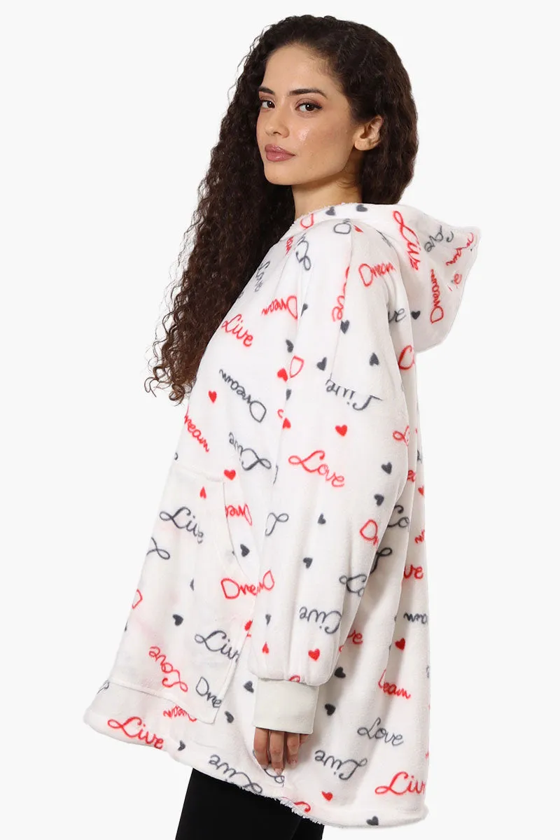 Cuddly Canuckies Love Pattern Oversized Pajama Hoodie - White sold by Fairweather product image thumbnail 2