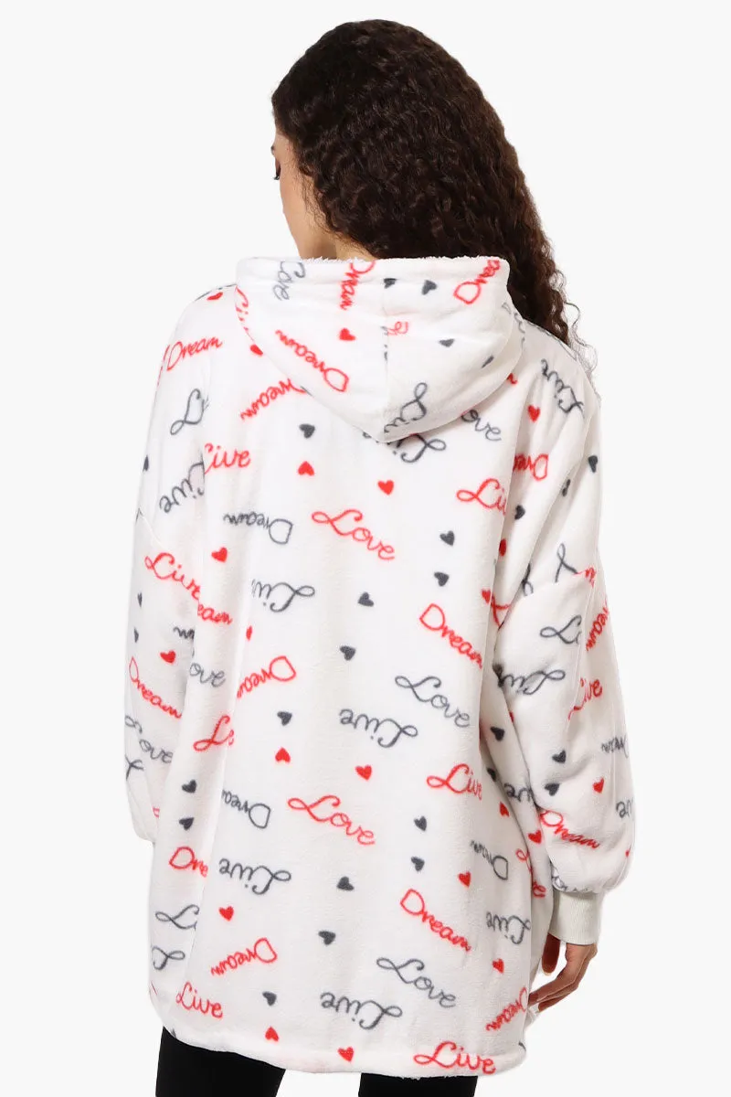 Cuddly Canuckies Love Pattern Oversized Pajama Hoodie - White sold by Fairweather product image thumbnail 3