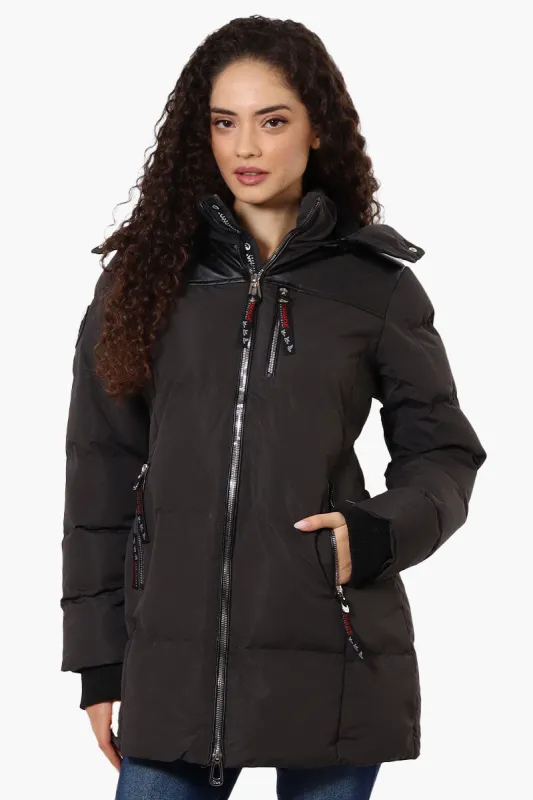 Canada Weather Gear 3/4 Length Vegan Leather Parka Jacket - Black sold by Fairweather