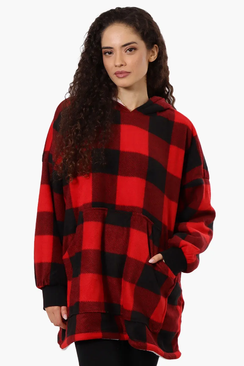 Cuddly Canuckies Plaid Oversized Pajama Hoodie - Red sold by Fairweather