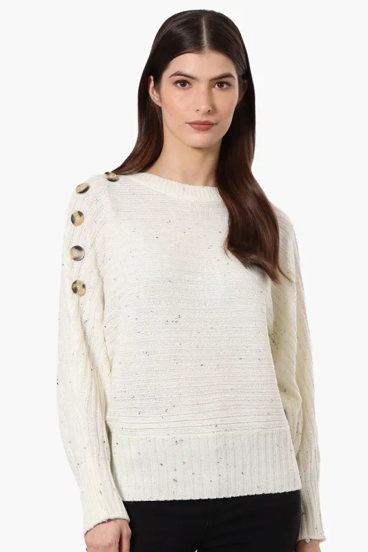 International INC Company Button Shoulder Pullover Sweater - Cream sold by Fairweather