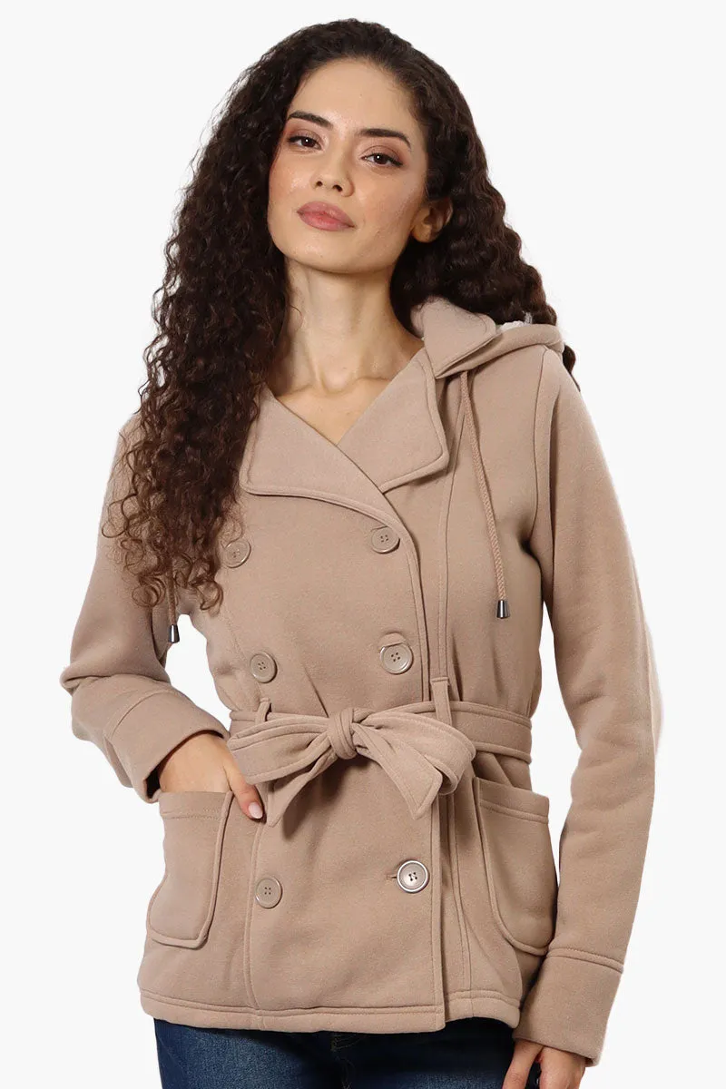 Fahrenheit Sherpa Lined Double Breasted Lightweight Jacket - Beige sold by Fairweather