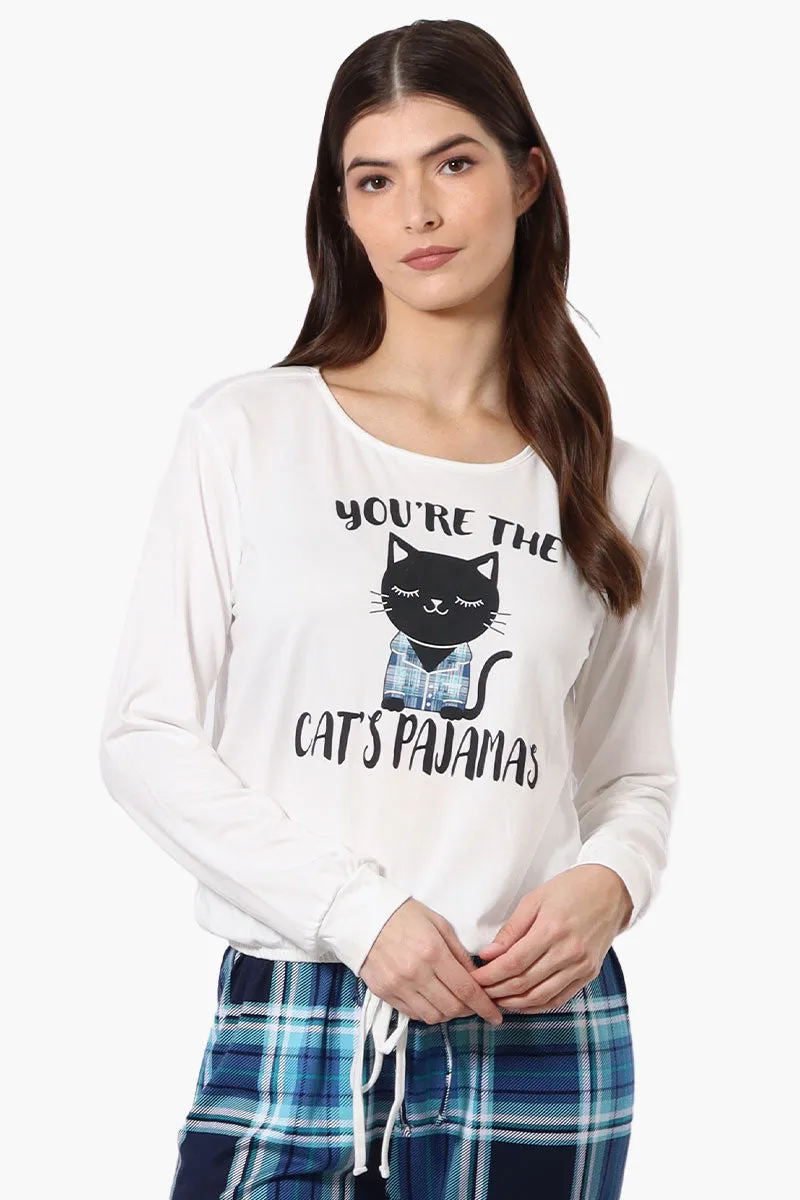 Cuddly Canuckies You're The Cat's Pajamas Print Pajama Top - White sold by Fairweather