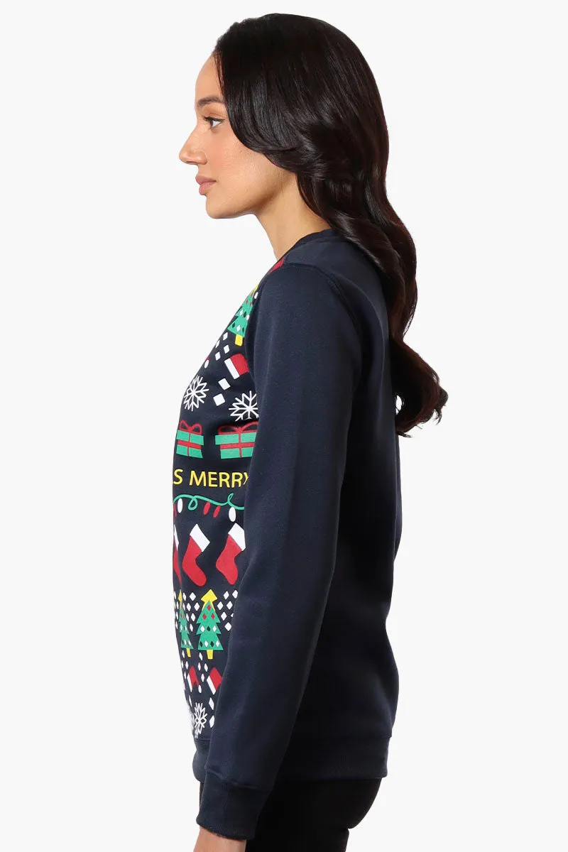 Ugly Christmas Sweater Xmas Print Christmas Sweater - Navy sold by Fairweather product image thumbnail 2