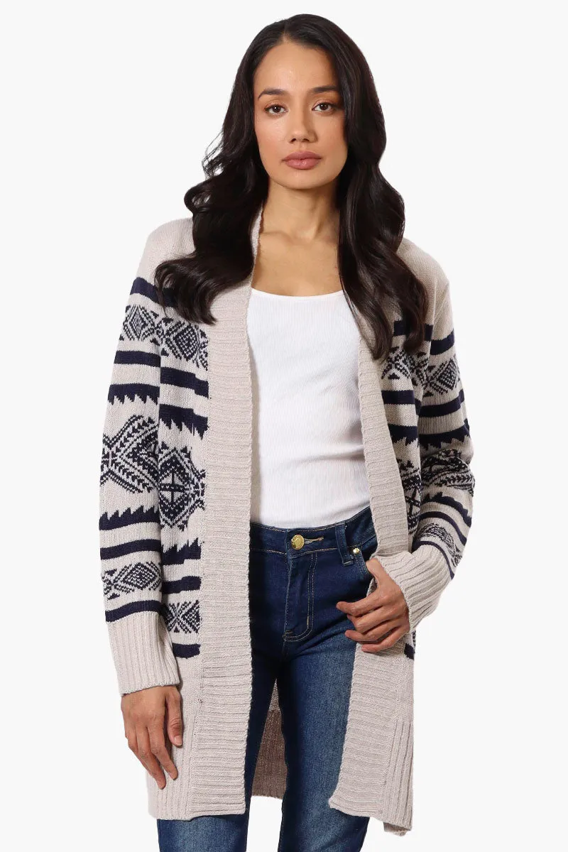 Canada Weather Gear Patterned Wrap Cardigan - Stone sold by Fairweather