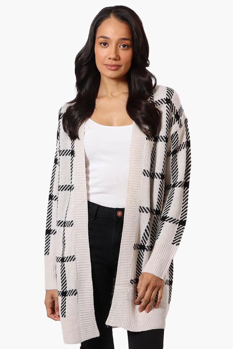 Canada Weather Gear Plaid Open Wrap Cardigan - Stone sold by Fairweather