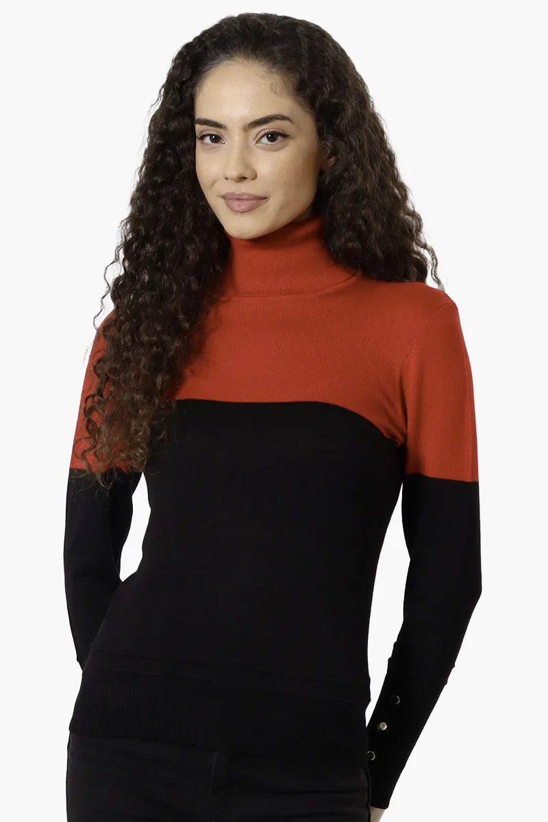 International INC Company Colour Block Turtleneck Pullover Sweater - Red sold by Fairweather