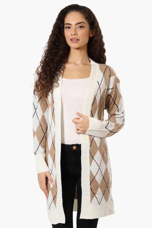 Beechers Brook Argyle Pattern Open Wrap Cardigan - Beige sold by Fairweather