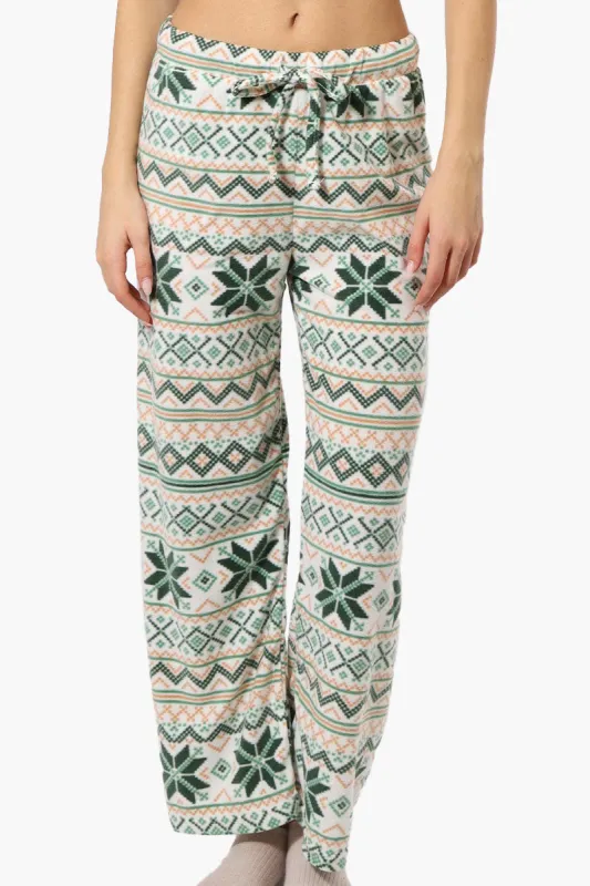 Canada Weather Gear Festive Pattern Wide Leg Pajama Pants - Green sold by Fairweather
