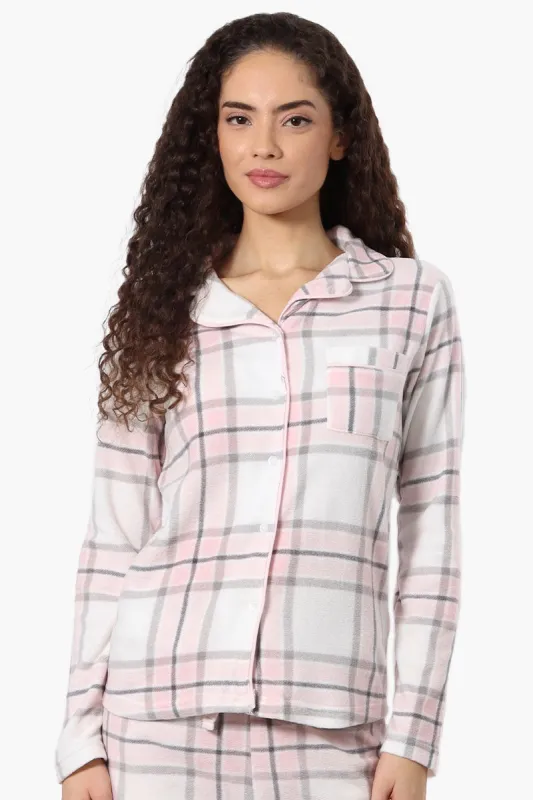Canada Weather Gear Plaid Button Down Pajama Top - Blush sold by Fairweather