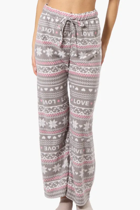 Canada Weather Gear Love Pattern Wide Leg Pajama Pants - Grey sold by Fairweather