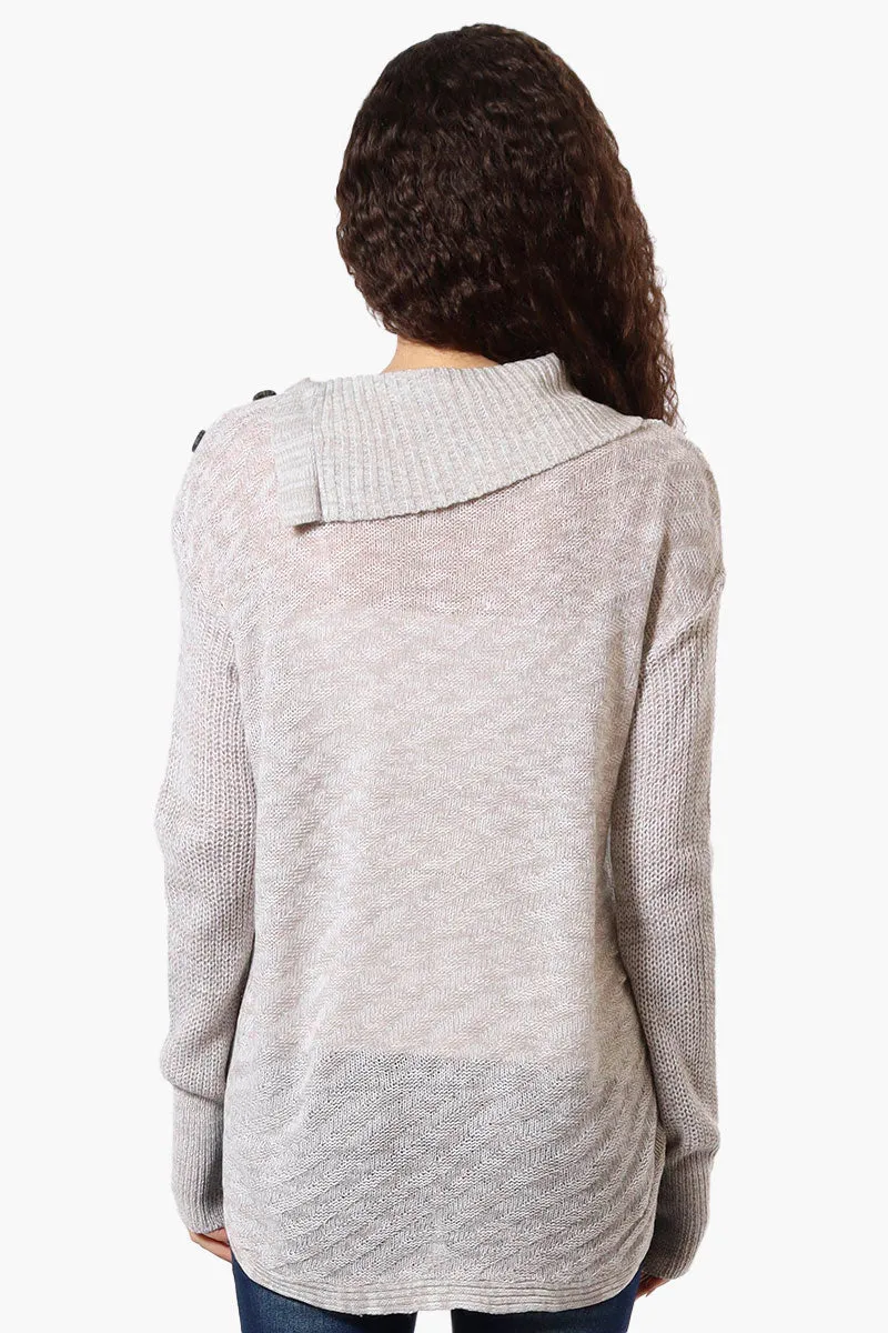 Beechers Brook Shoulder Button Split Neck Sweater - Grey sold by Fairweather product image thumbnail 3