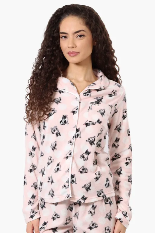 Canada Weather Gear Dog Pattern Button Down Pajama Top - Pink sold by Fairweather