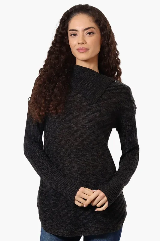 Beechers Brook Shoulder Button Split Neck Pullover Sweater - Black sold by Fairweather