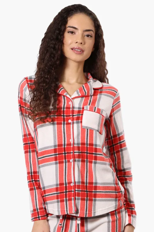 Canada Weather Gear Plaid Button Down Pajama Top - Red sold by Fairweather