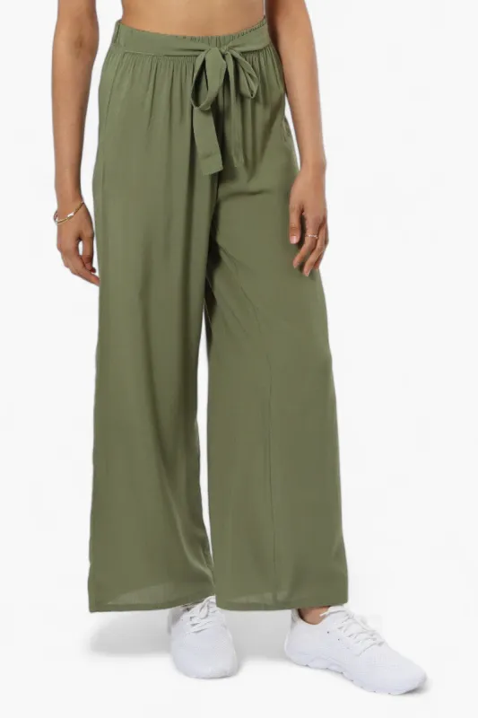 INC International Company Solid Belted Palazzo Pants - Green sold by Fairweather