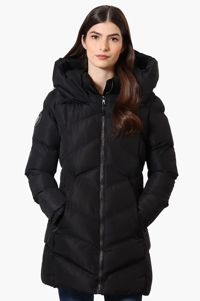 Canada Weather Gear Chevron Quilted Puffer Parka Jacket - Black sold by Fairweather