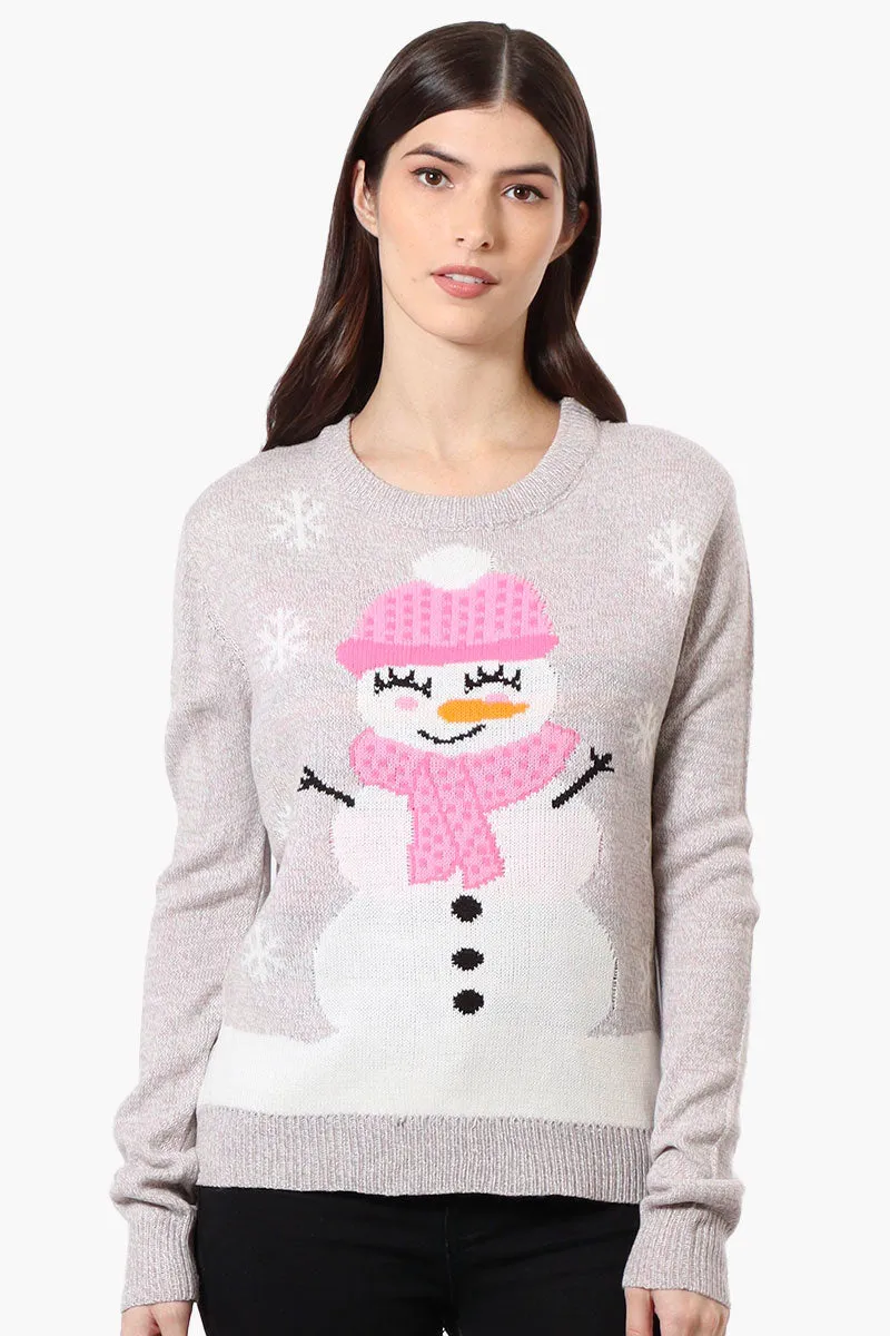 Ugly Christmas Sweater Snow Woman Knit Christmas Sweater - Grey sold by Fairweather